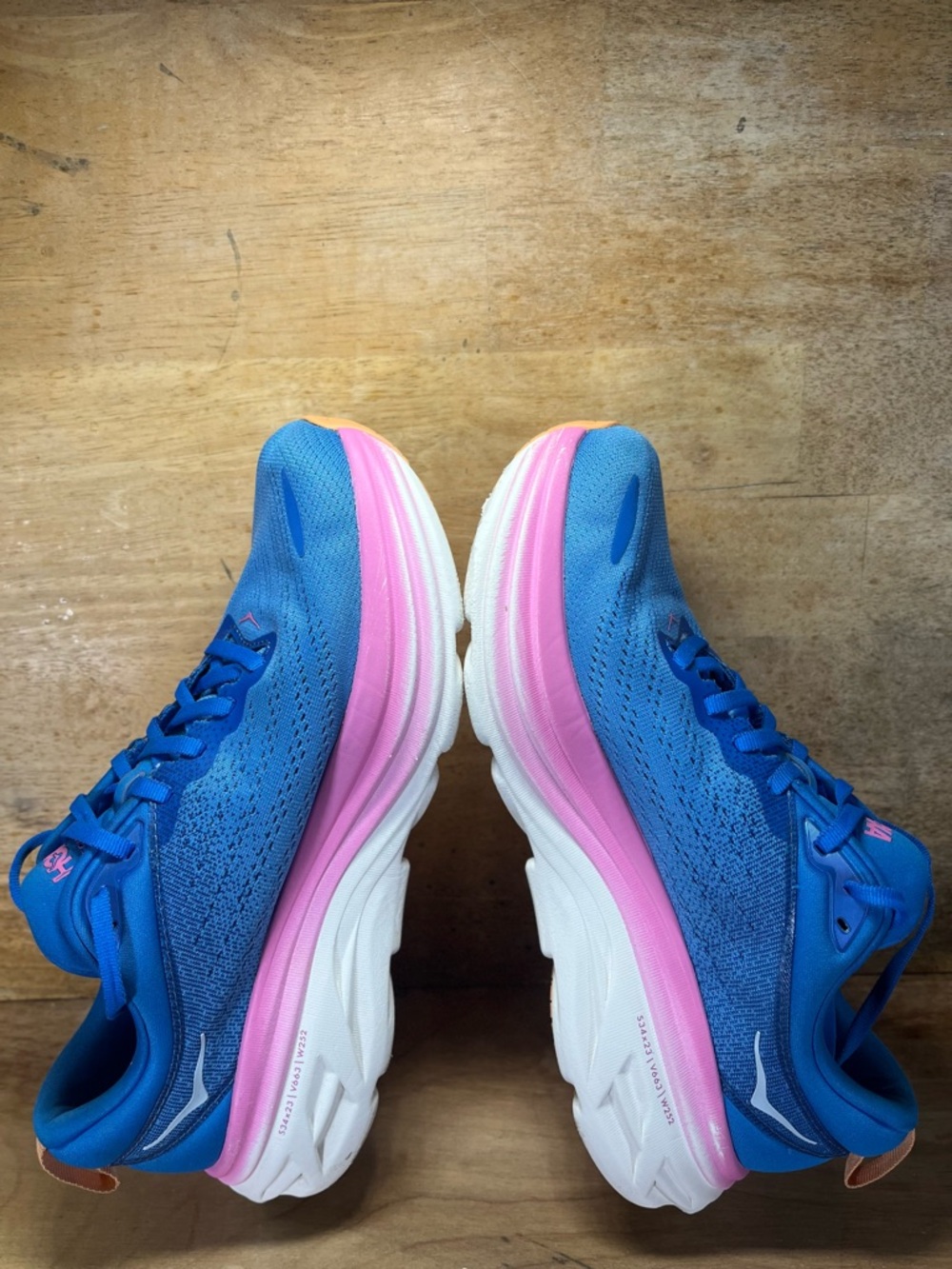 Hoka One One Bondi 8 REFLECTIVE Womens Size 9 Running Shoes Sneakers Blue Pink - Picture 6 of 12